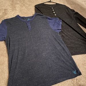 MENS HENLEY 2 TEE LOT- XL